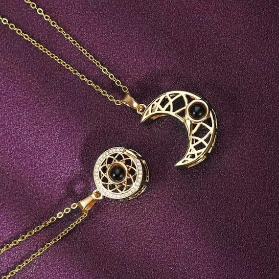 Custom Sun Moon Necklace, Couples necklace set, Sun and Moon Jewelry, Soulmate Necklace Sun Moon Pendant, bff necklace