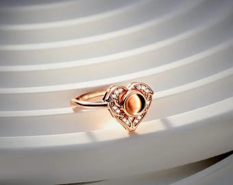 Picture Projection Ring For Her, Personalized Angel Wings Ring, Customized Memorial Ring, Photo Ring, Remembrance Jewelry, Memorial Gifts