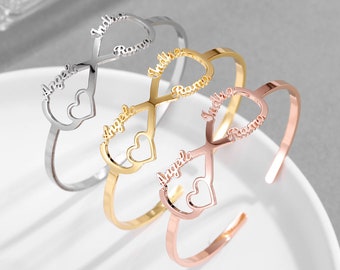 Pulsera personalizada con nombre infinito, pulsera de oro con nombre. Pulsera conmemorativa de oro de 14 k, pulsera de la amistad, regalo sentimental para amantes de la joyería.