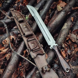 New Custom HANDMADE Spring Steel 5160 Hunting Forest Full Tang MACHETE KNIFE Beautiful camping knife with handmade leather sheath
