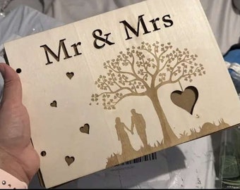 Wedding Guestbook, Personalized Wooden Guest book for Wedding, Photobooth, Photo Album, Wedding Pictures,Wedding Memories