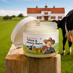 No Essential Oils Tallow & Honey Balm Grass Fed and Grass Finished 100% Natural Moisturizer Odorless Unscented