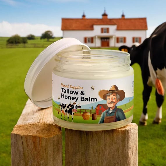 No Essential Oils Tallow & Honey Balm Grass Fed and Grass Finished 100% Natural Moisturizer Odorless Unscented