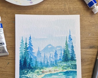 ORYGINAŁ: Mountain River I - Malarstwo akwarelowe JK.Arts