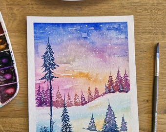 ORYGINAŁ: Winter Magic I - Malarstwo akwarelowe JK.Arts