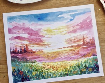 DRUK ARTYSTYCZNY SD: Pola zachodzącego słońca 20 x 25 cm