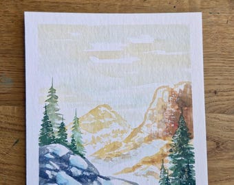 ORYGINAŁ: Zimowe góry I - Malarstwo akwarelowe JK.Arts