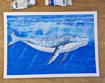 ORYGINALNY obraz JK.Arts: Błękitny wieloryb