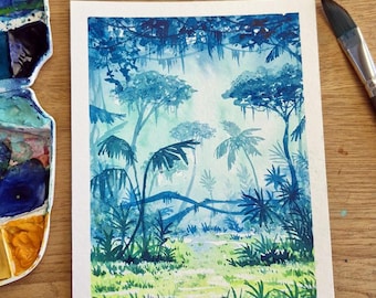 ORYGINAŁ: Jungle Forest I - Malarstwo akwarelowe JK.Arts