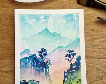 ORYGINAŁ: Magiczne Góry I - Malarstwo akwarelowe JK.Arts