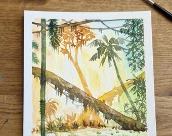 ORYGINAŁ: Sunset Jungle II - Malarstwo akwarelowe JK.Arts