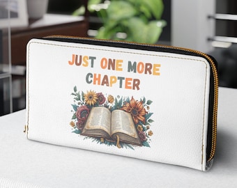 Just One More Chapter Zipper Wallet, Book Lover Wallet, booktok inspired