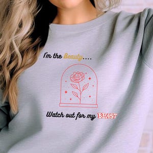 Beauty And The Beast Sweatshirt, Enchanted Rose Sweatshirt, Stained Glass Rose, Beauty and the Beast Rose, belle sweatshirt plus