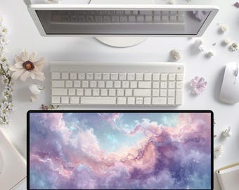 Aesthetic Galaxy Cloud Desk Mat – Extended Keyboard Pad