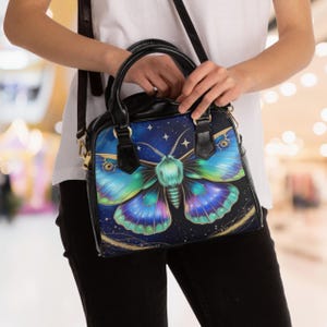 Celestial Luna Moth Handbag: Galaxy Cottagecore Crossbody Purse