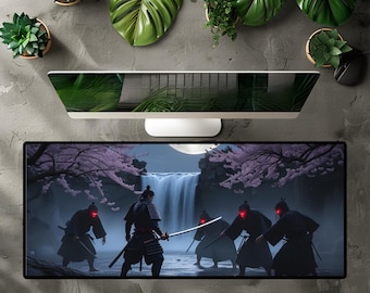 Tapete de escritorio samurái: decoración de oficina de anime, regalo para gamers