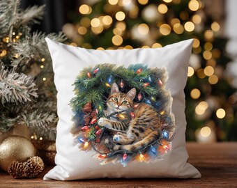 Federa per cuscino natalizio a forma di gatto: cuscino festivo per le feste