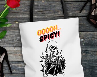 Spicy Skeleton Book Tote: Bolsa de leitura de romances engraçados