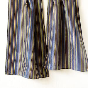 Rectangular Silk Scarf Woman Striped Scarf Blue Silk Scarf Stripes Pattern Scarf