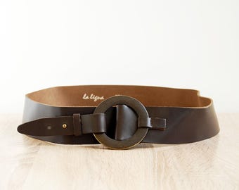 Handmade Brown Leather Belt: Women display picture 3