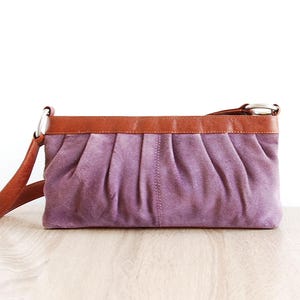 Small Purse Woman Shoulder Purse Vintage Purple Suede Leather Bag Chic Practical Purse Essentials Shoulder Bag Lilac Suede Purse Gift Her
