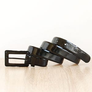 Chic High Waist Belt Women Statement Belt Preowned H&M Madonna Belt Black Patent Leather Belt Narrow Woman Belt Preowned Glamour Girl Belt