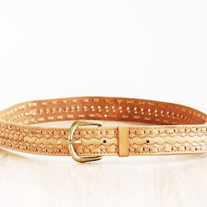 Handmade Retro Belt Long Vintage Belt Tan Leather Belt Preowned Leather Belt Large Men Women Belt Crafted Unique Belt Brown Leather Belt
