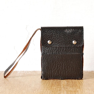 Black Men Bag Vintage Wrist Bag Stylish Retro Wristlet Preowned Black Leather Bag Small clutch Bag Man Sophisticated Crafted Bag