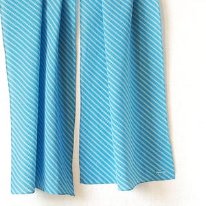 Vintage Blue Silk Scarf, Rectangular Long Scarf for Men and Women