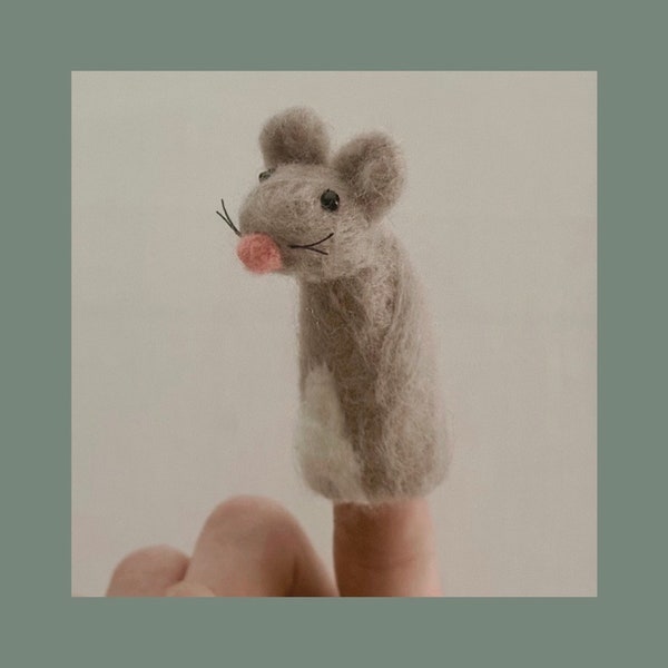 MOUSE needle felt finger puppet - Forest Folk School