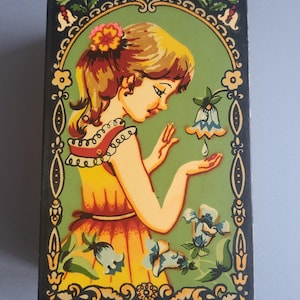 Ukraińska drewniana lakierowana szkatułka na biżuterię z ZSRR, radziecki vintage, prezent, drewniana szkatułka do przechowywania zdjęć z lat 80., pudełka na drobiazgi