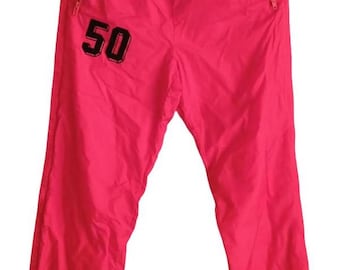 Vintage 80s 90s Adidas Red Track Pants | Retro Adidas Windbreaker Joggers | Adidas Streetwear Size M
