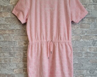 Juicy Couture Pink Velour Mini Dress Size L – Y2K Style Logo Dress
