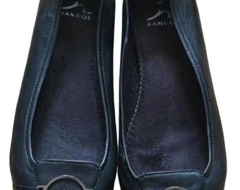 Bailarinas negras de cuero estilo Y2K para mujer, talla EU 40 / Zapatos minimalistas vintage sin cordones / Bailarinas estilo Balletcore de los años 2000