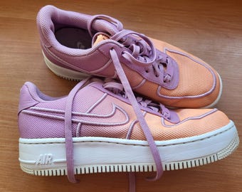 Vintage Nike Air Force 1-sneakers, paars-oranje, maat 6 VS, lila lichtpaars