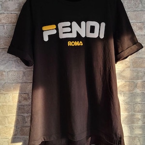 Vintage original Black T shirt FENDI size XL real FENDI made in Italy