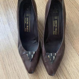 Vintage Brown Leather Pumps by Bruno Magli Gift for Her