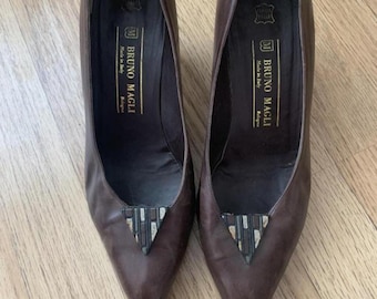 Vintage Bruno Magli Brown Leather Pumps | Made in Italy Heels (EU 39 UK 6)