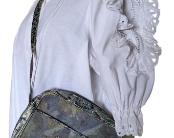 Vintage Italian Leather Bag, Fernando Pensato Python Crossbody Shoulder Purse