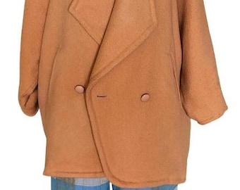 Vintage 70s Virgin Wool Coat | Light Orange Oversized Fit | Classic Elegant Women’s Coat | Size 38 DE | Retro Chic