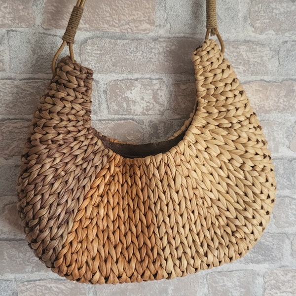 Straw Handbag vintage / Straw Bag Vintage / Bali Bag/ Bohemian Purse / Boho Bag / Handbag vintage