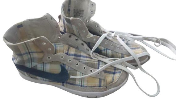 Vintage Nike Blazer Mid High Top Sneakers | Gray Plaid | Women’s US 7 / EU 38