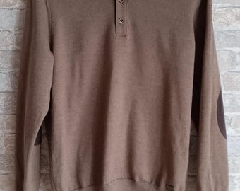 Brax Merino Wool Men's Brown Pullover Sweater, Soft Knit Jumper (Size L)