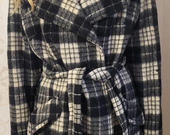 ヴィンテージ 80年代 チェック柄 冬用コート（グレーウール） - 1980