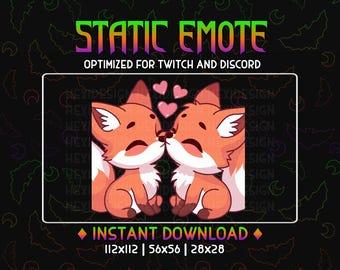 Twitch Emote Küssende Füchse lieben Valentinstag | Für Luftschlangen | auf Youtube auf Twitch Discord