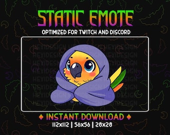 Emote de Twitch: loro bebé en una manta / Emote de loro lindo para streamers / Emotes de Twitch de Discord de YouTube