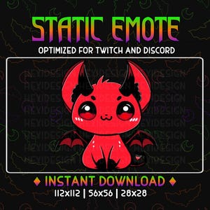 Twitch Mały Czerwony Demon Emotka zwierzaka Słodki