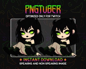 Goth Girl PNGTuber: Pierced Avatar for Twitch, YouTube, Discord (Digital File)