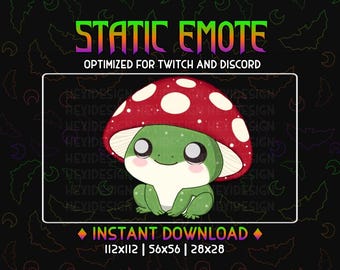 Emote de rana: Sombrero de hongo, Chibi, Cottagecore (Archivo digital)