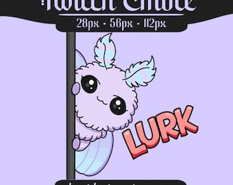 Emote de polilla morada / Emotes de polilla pastel lindos / Transmisión de Twitch y Discord / Acechar